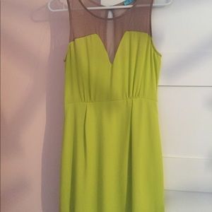 Francesca’s yellow lime dress with nude detailing